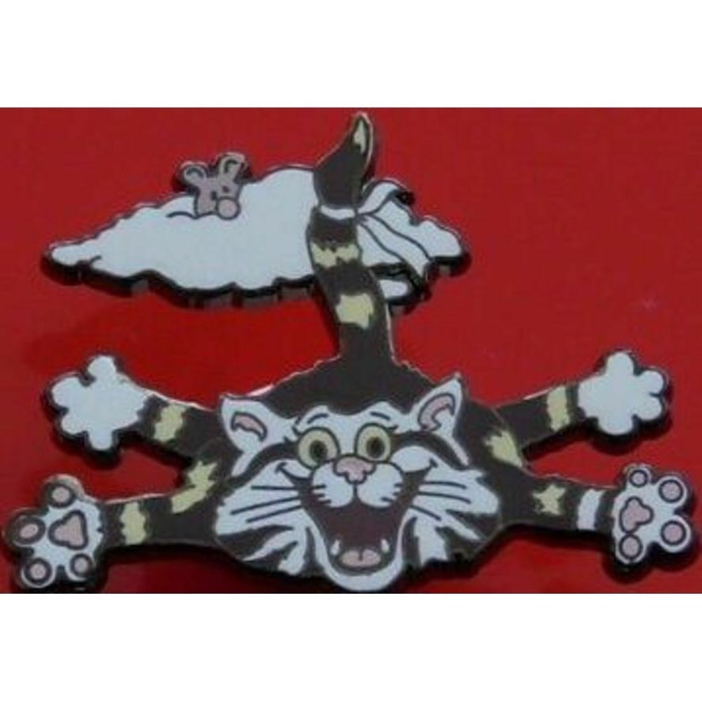 Gary Patterson Cats Clouds Sky Diving Free Fall Enamel Pin Badge Tabby Mouse